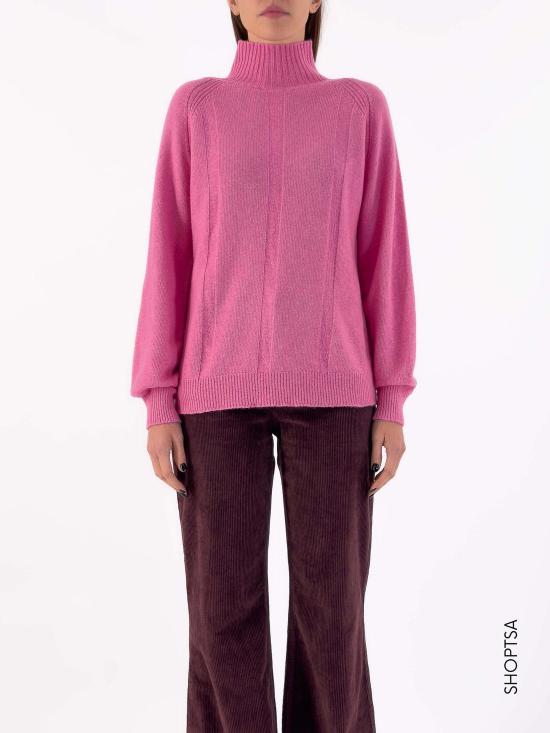 Maglione collo cratere in lana merinos