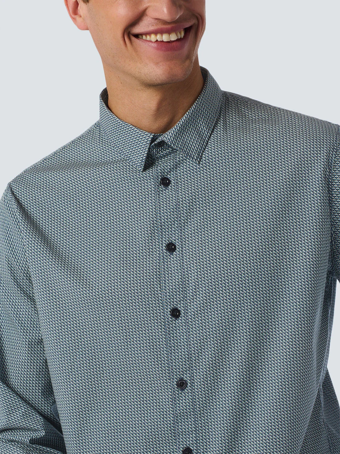 Camicia micro stampa blu