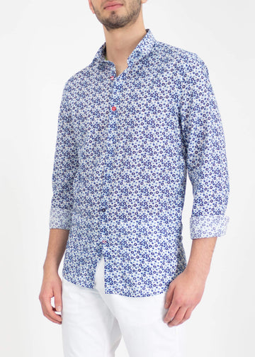 Lightweight cotton micro flower shirt
