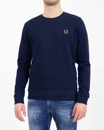 Felpa girocollo in cotone blu