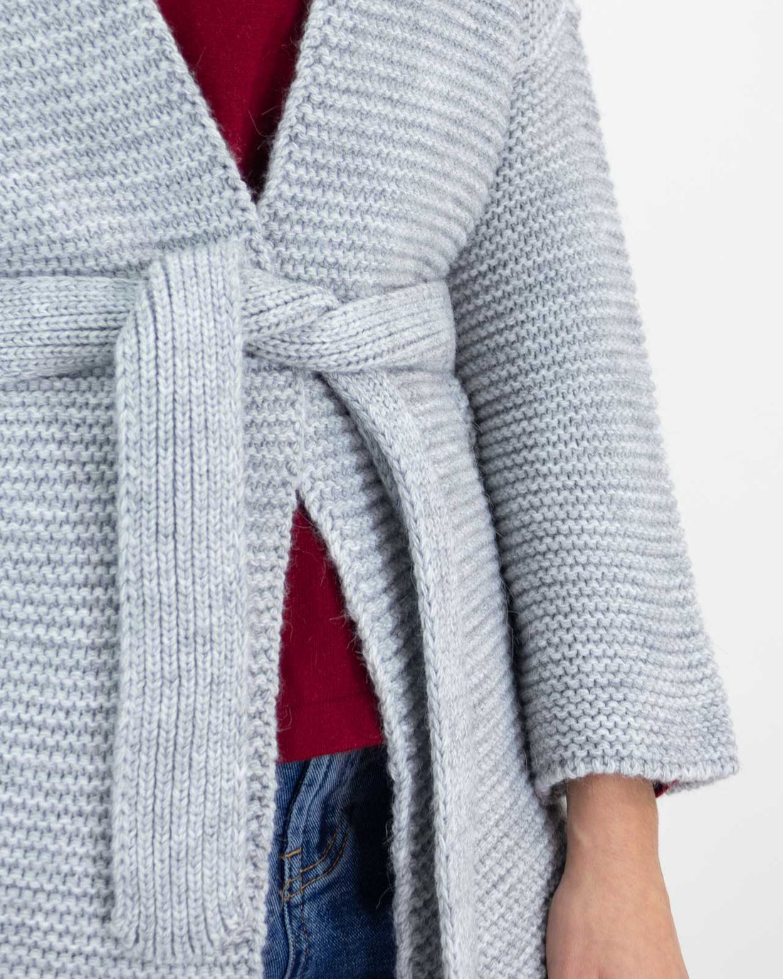 Cardigan in lana con cintura