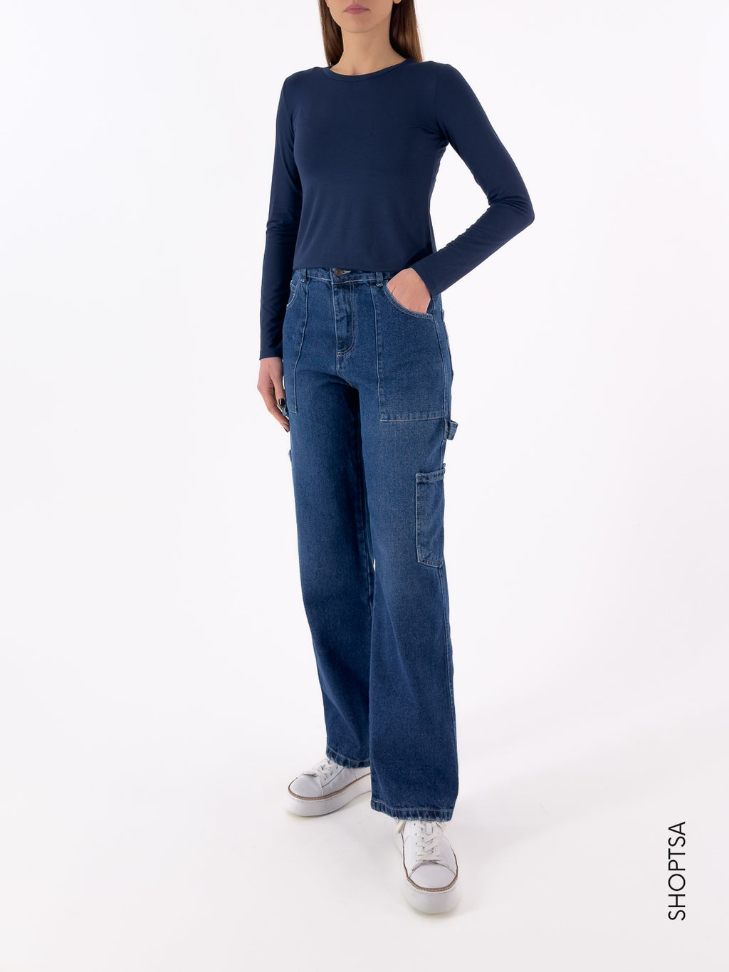 Jeans scuro cargo