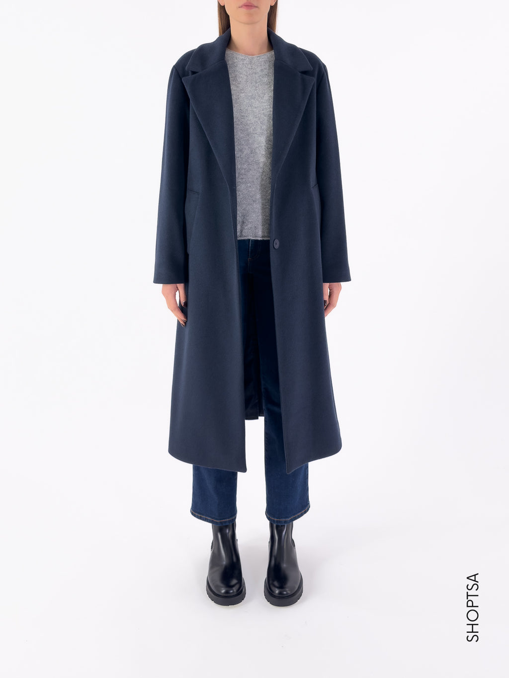 Cappotto blu lungo ampio