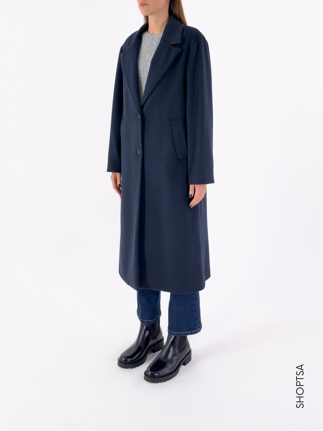 Cappotto blu lungo ampio