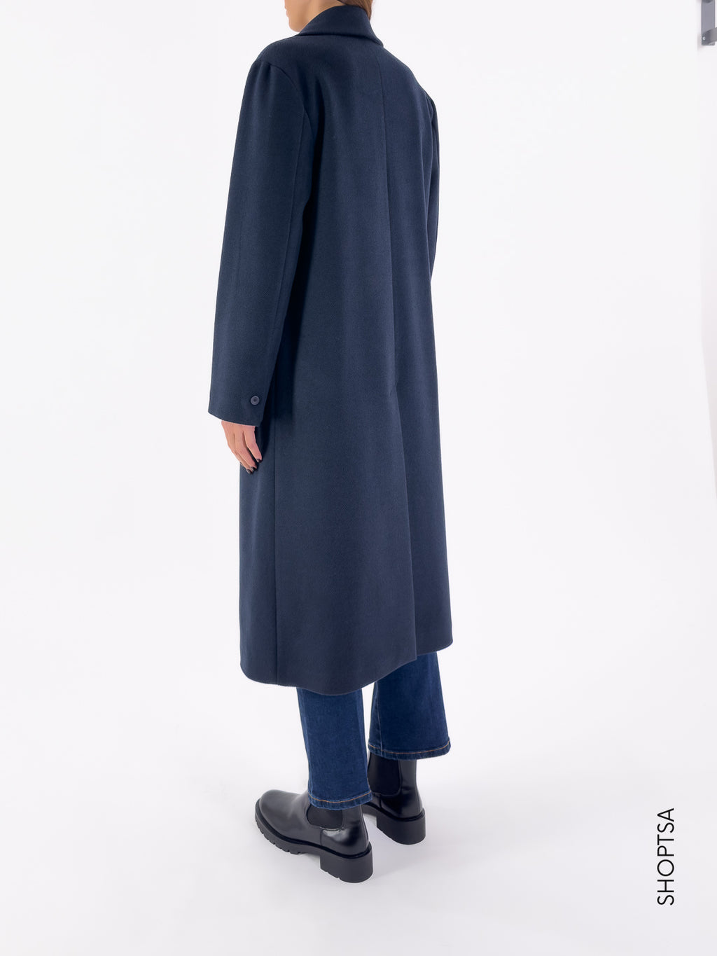 Cappotto blu lungo ampio