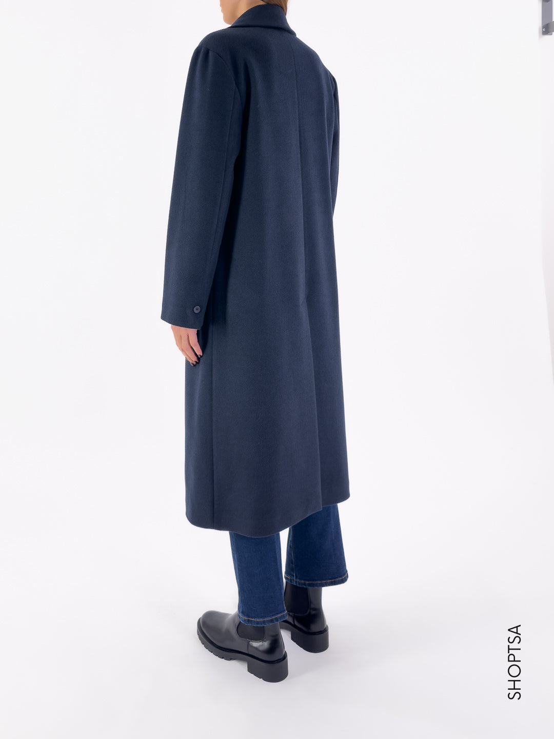 Cappotto blu lungo ampio