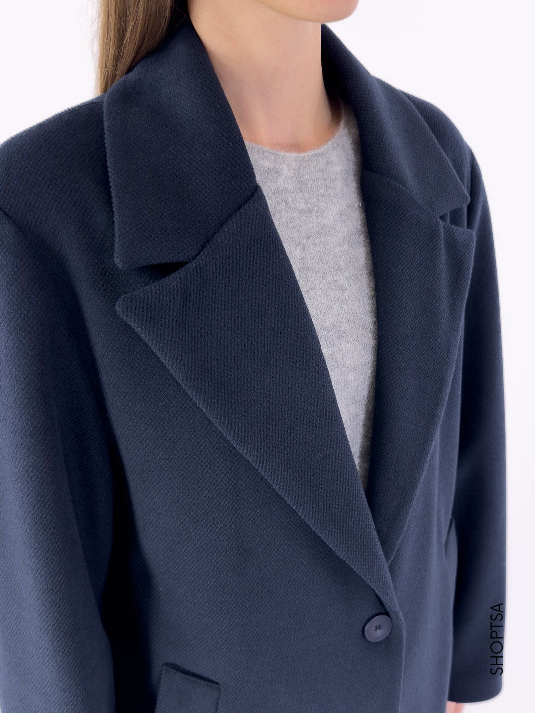 Cappotto blu lungo ampio