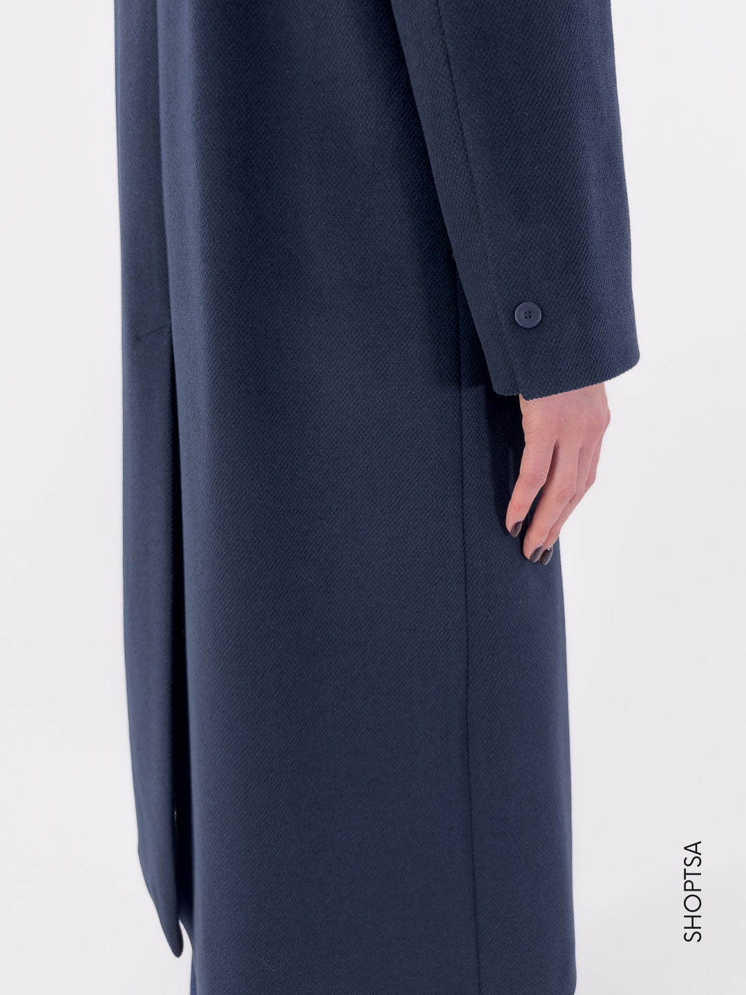 Cappotto blu lungo ampio