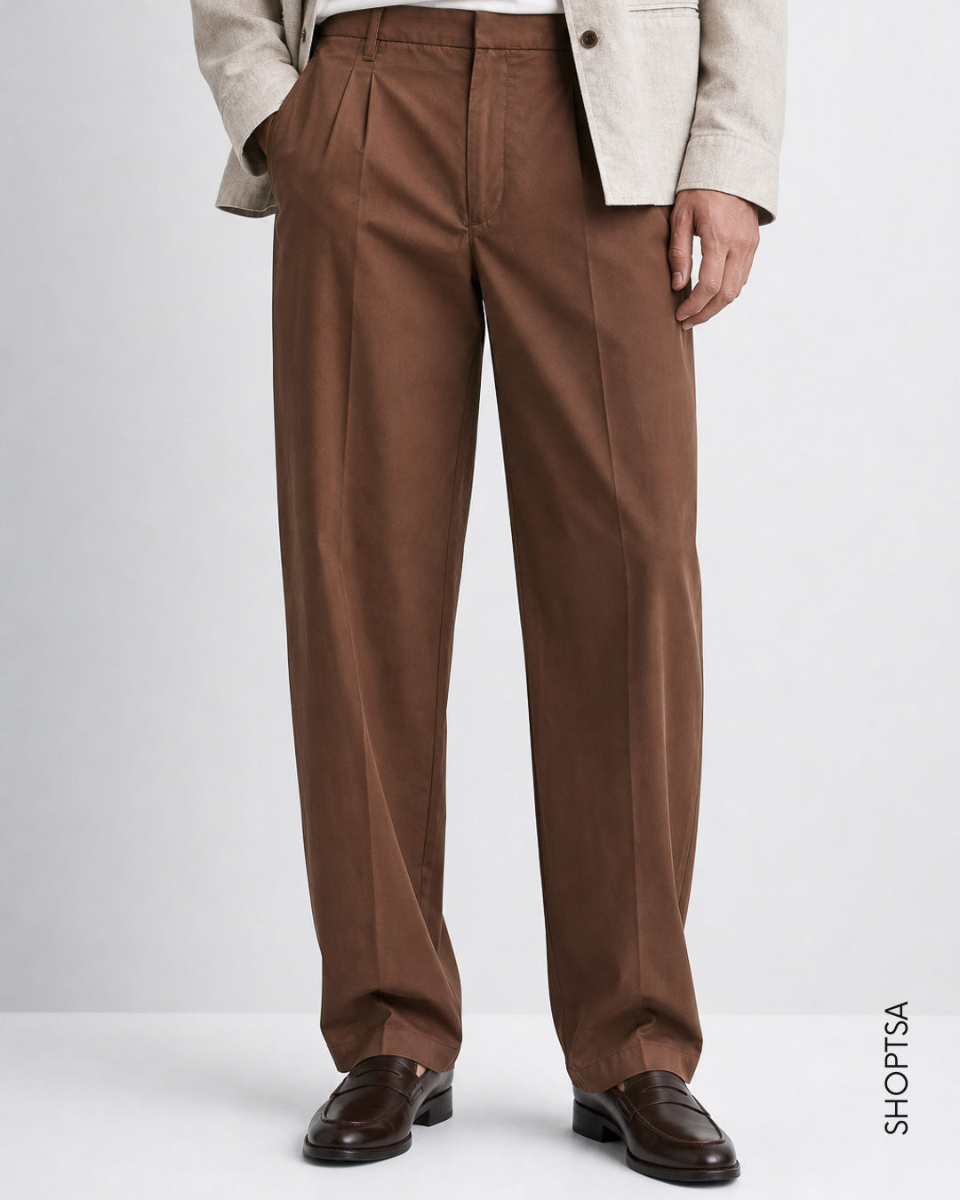 Pantalone con pinces in popeline di cotone