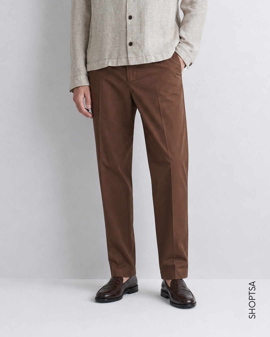 Pantalone con pinces in popeline di cotone