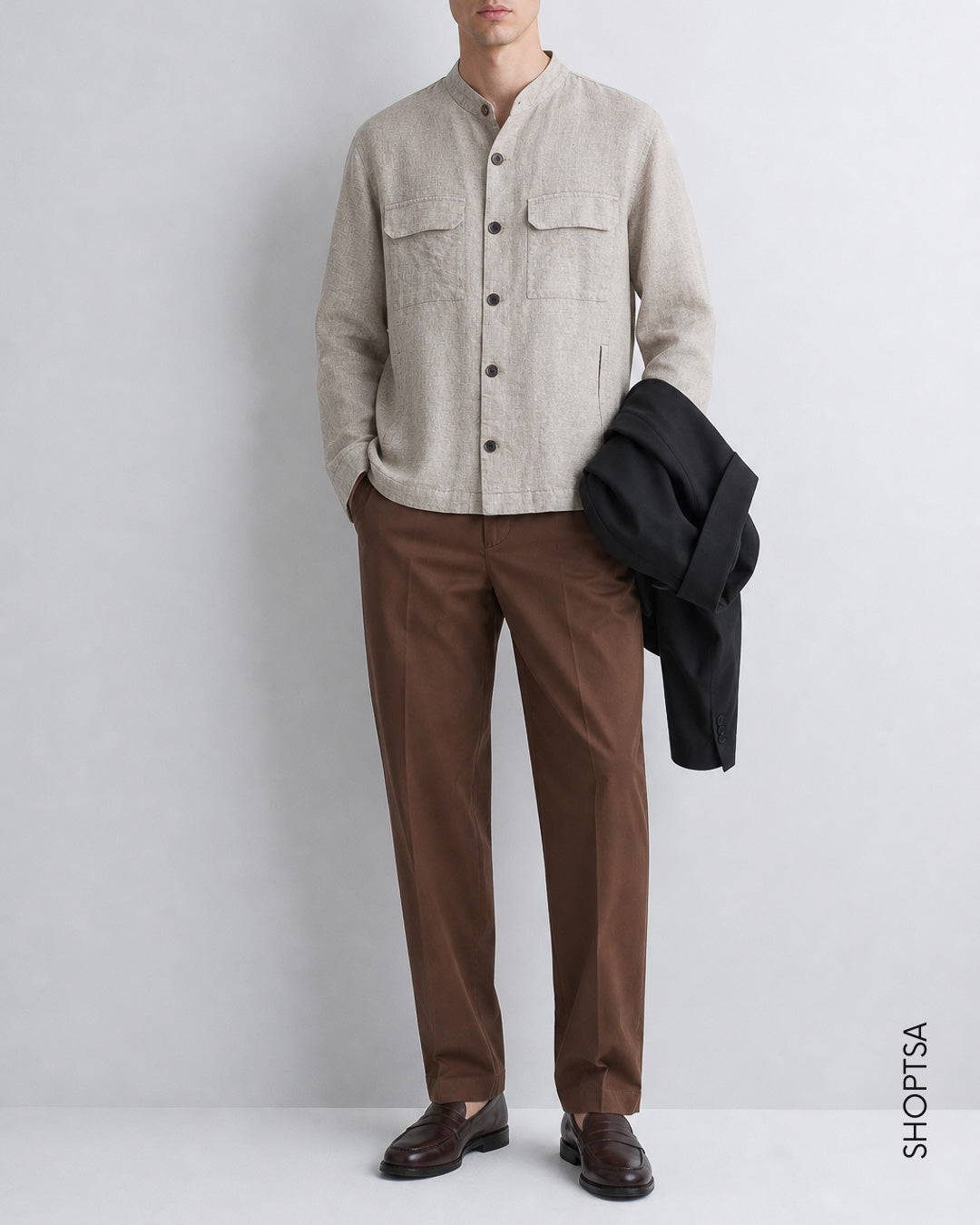Pantalone con pinces in popeline di cotone