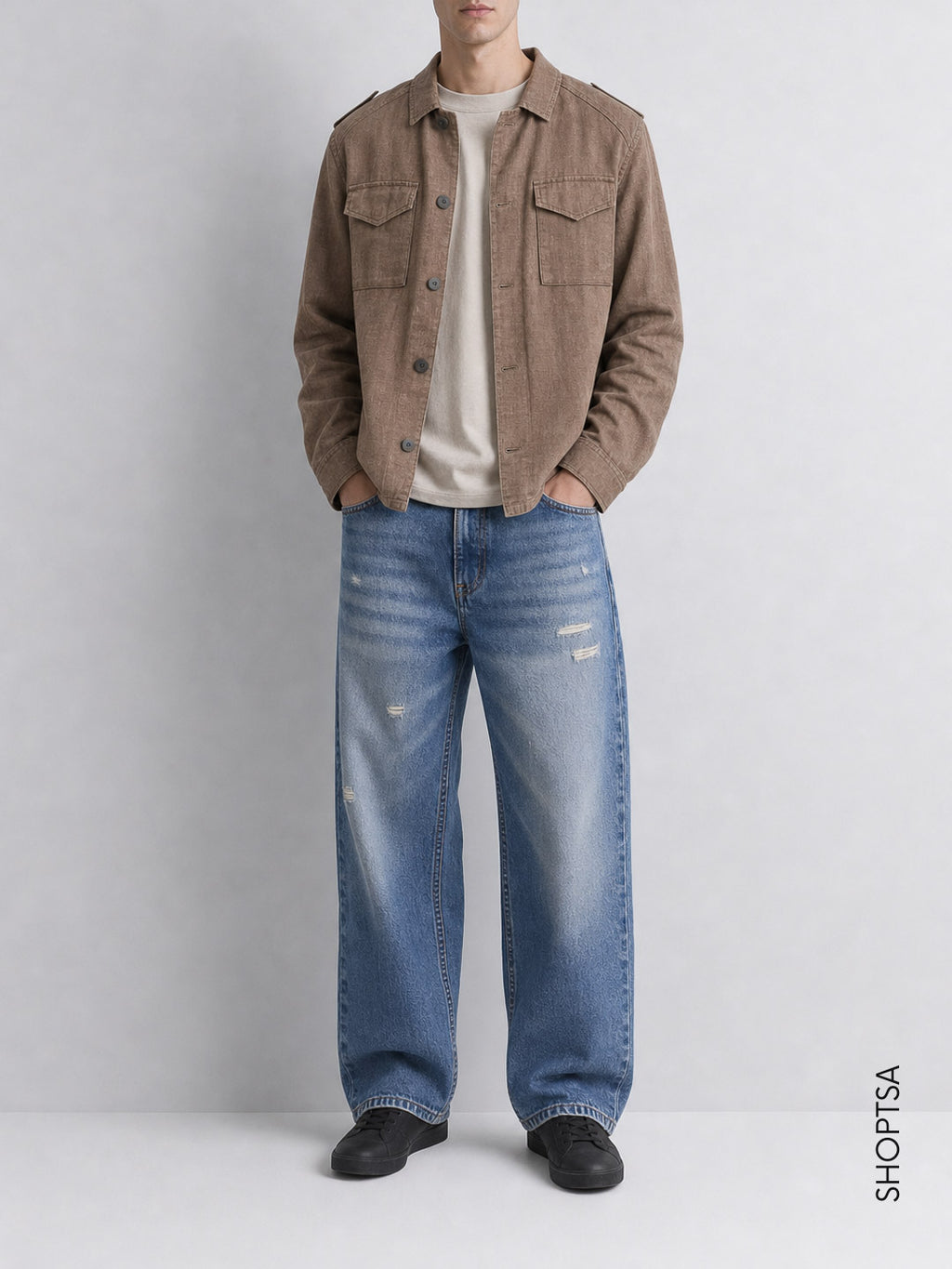 Overshirt in lino e viscosa