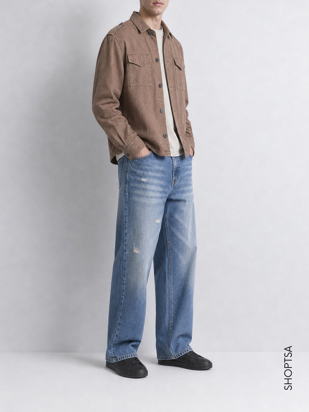 Overshirt in lino e viscosa