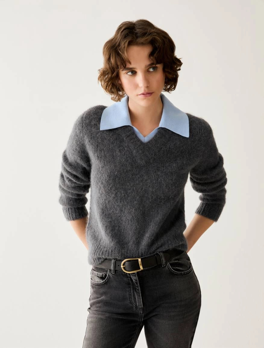 Maglia slim in blend di alpaca collopolo PBBPALPITI