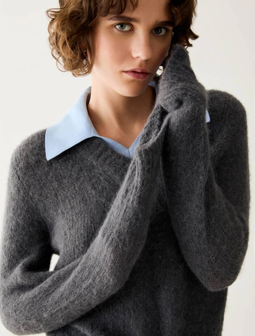 Maglia slim in blend di alpaca collopolo PBBPALPITI