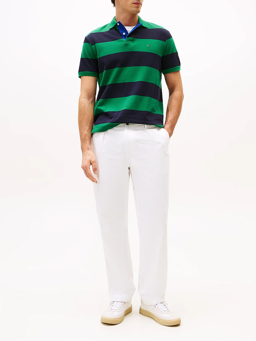 Polo iconica con motivo color block