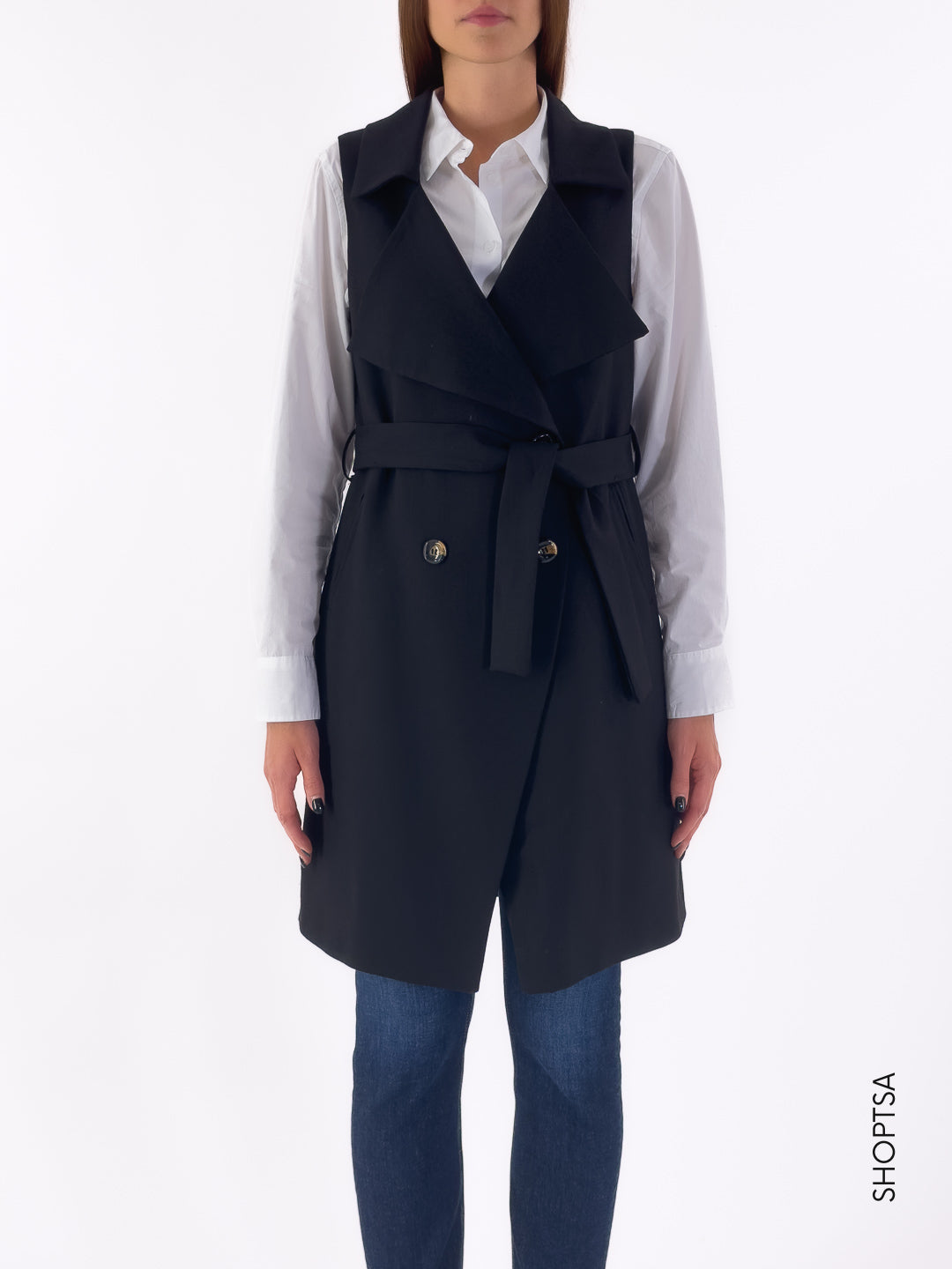 Gilet doppiopetto con cintura