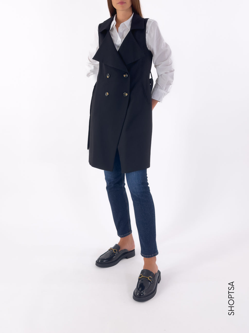 Gilet doppiopetto con cintura