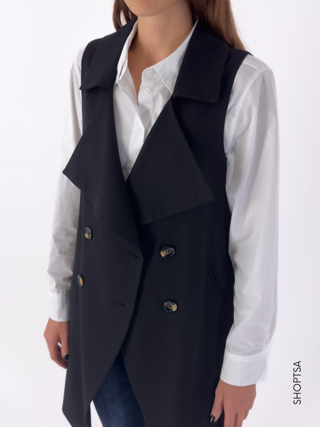 Gilet doppiopetto con cintura