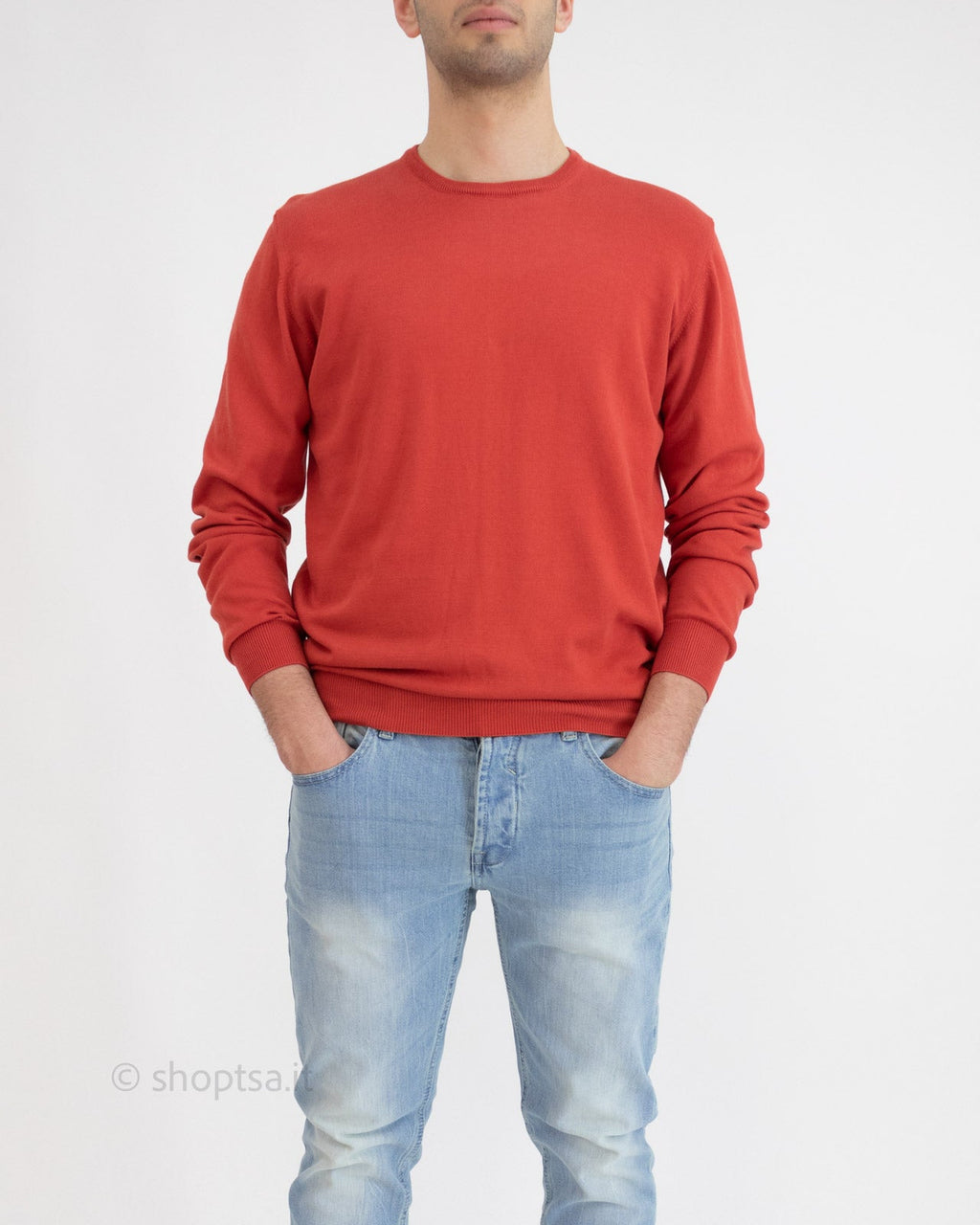 Basic crew neck sweater in cotton