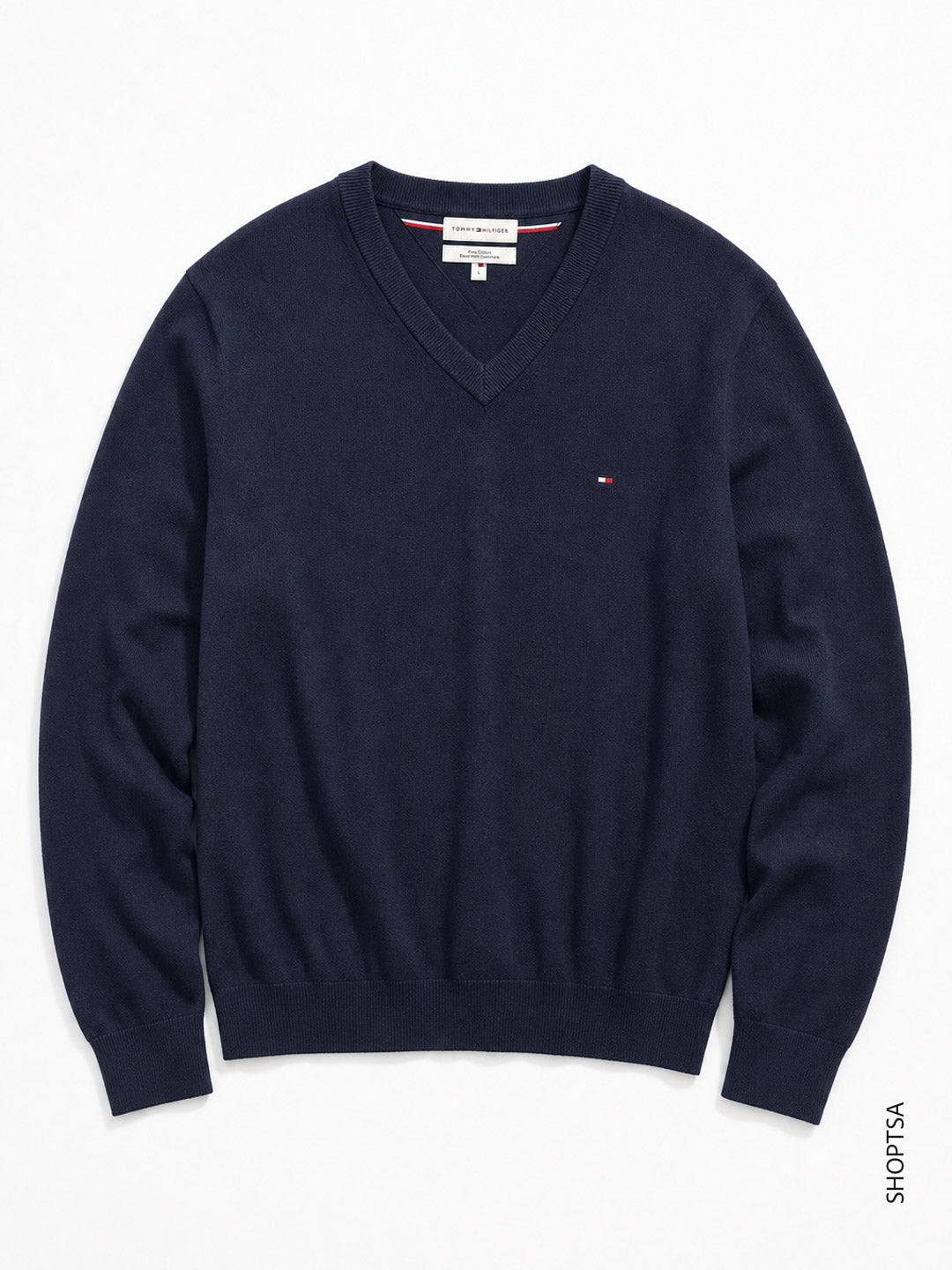 Pullover scollo a V cotone Pima cashmere Tommy Hilfiger