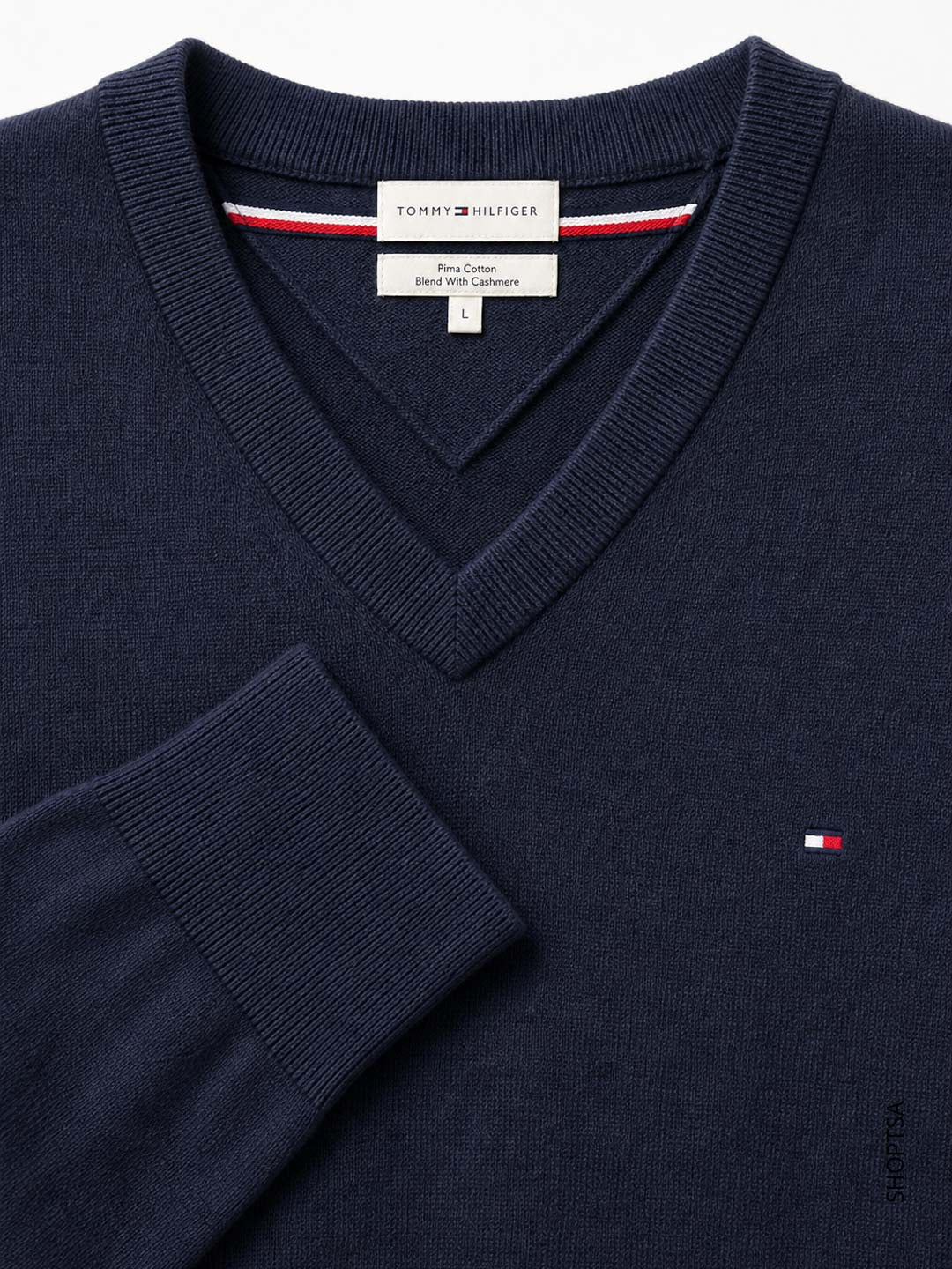 Pullover scollo a V cotone Pima cashmere Tommy Hilfiger