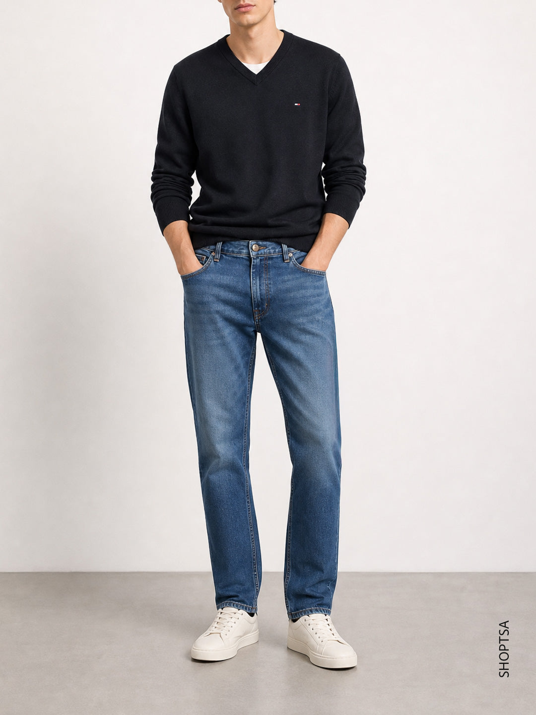 Pullover scollo a V cotone Pima cashmere Tommy Hilfiger