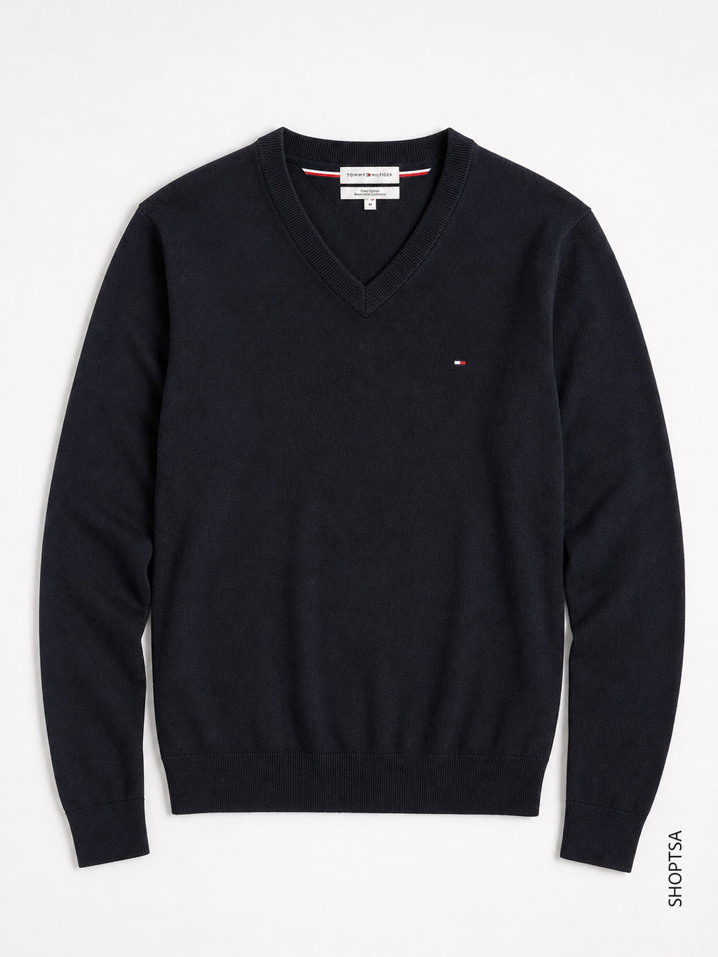 Pullover scollo a V cotone Pima cashmere Tommy Hilfiger