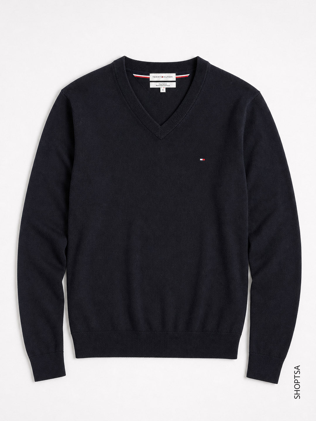 Pullover scollo a V cotone Pima cashmere Tommy Hilfiger