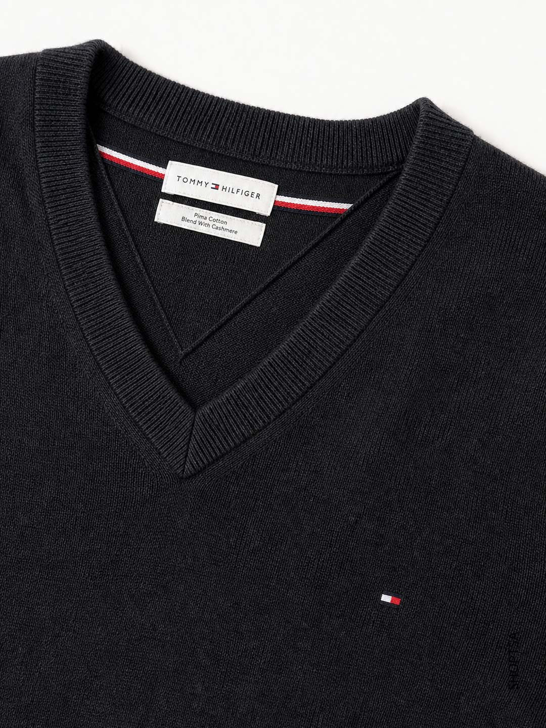 Pullover scollo a V cotone Pima cashmere Tommy Hilfiger