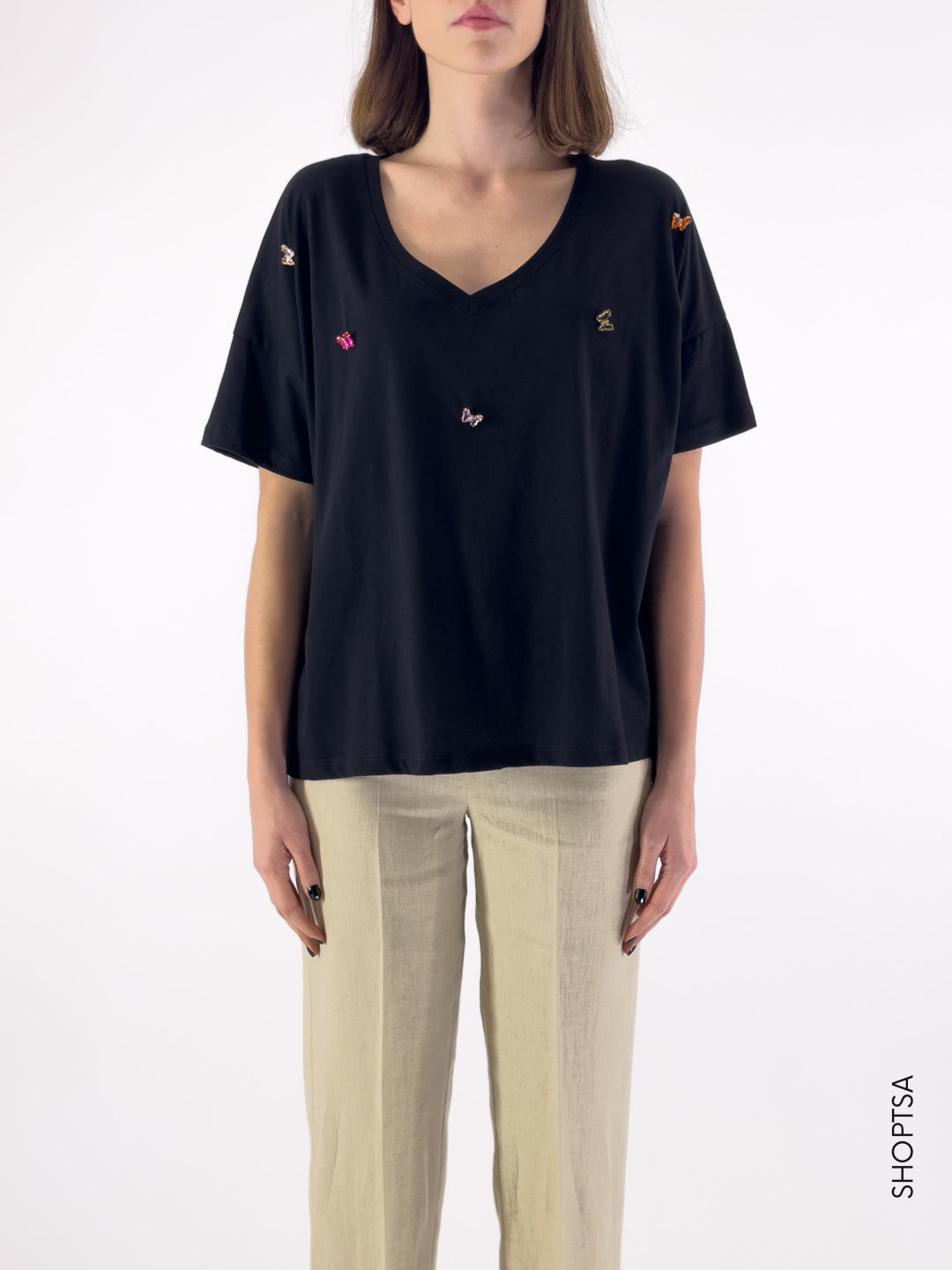 T-shirt applicazioni farfalla Re0273 - ViCOLO