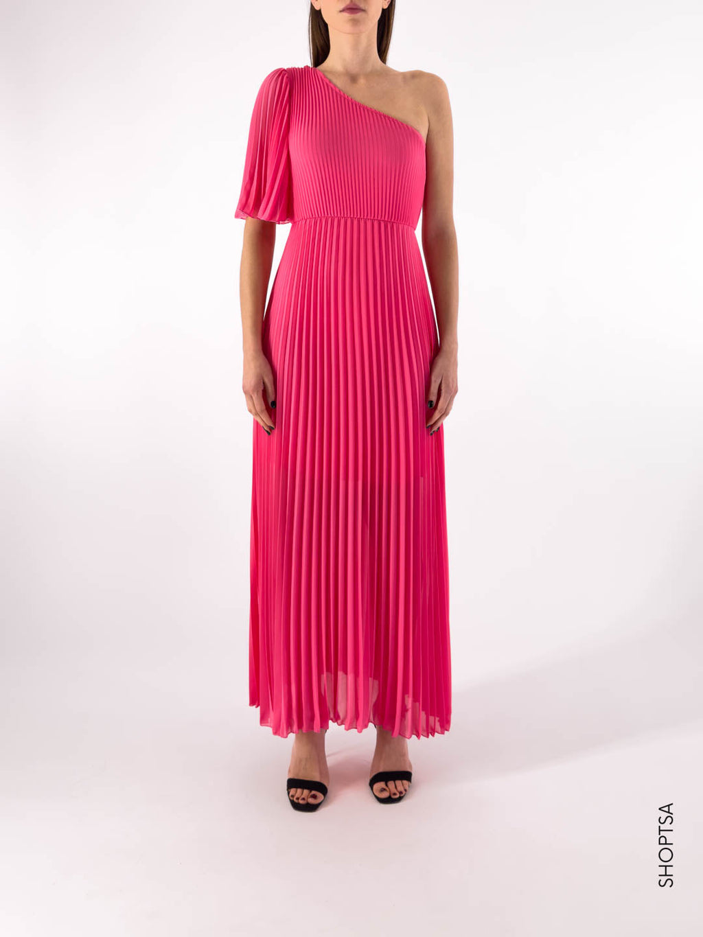 Pleated one-shoulder dress - ViCOLO