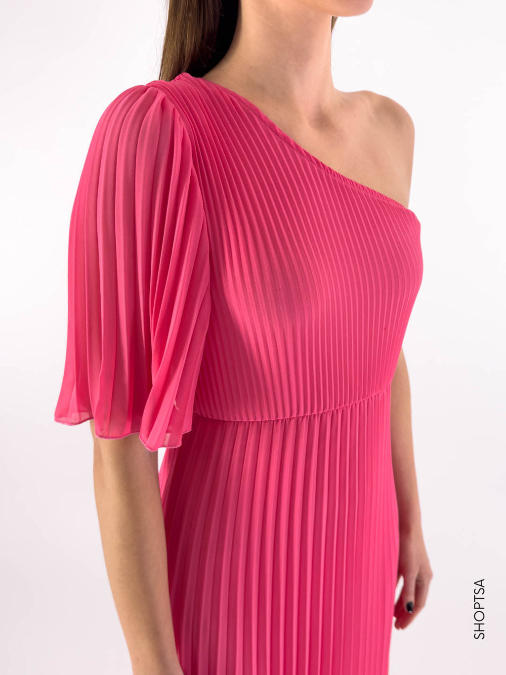Pleated one-shoulder dress - ViCOLO