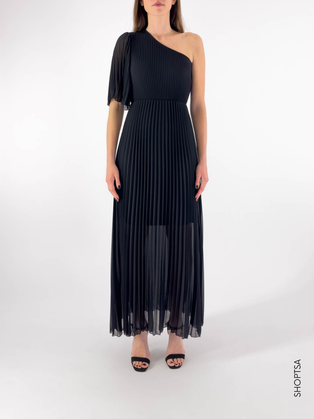 Pleated one-shoulder dress - ViCOLO