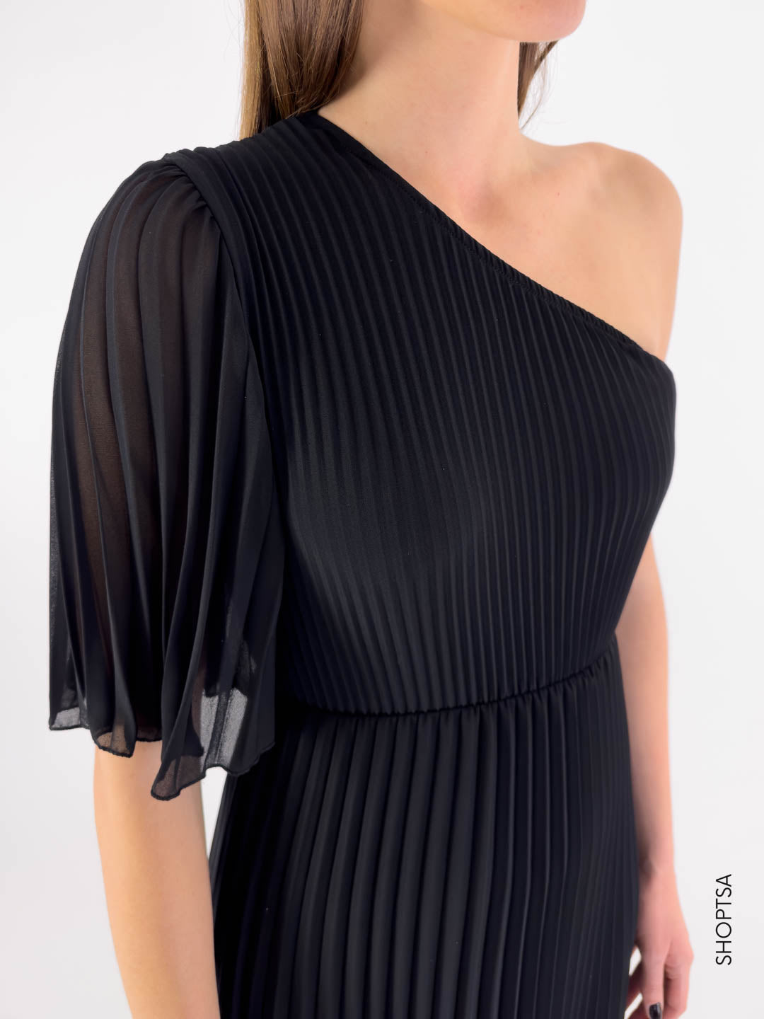 Pleated one-shoulder dress - ViCOLO