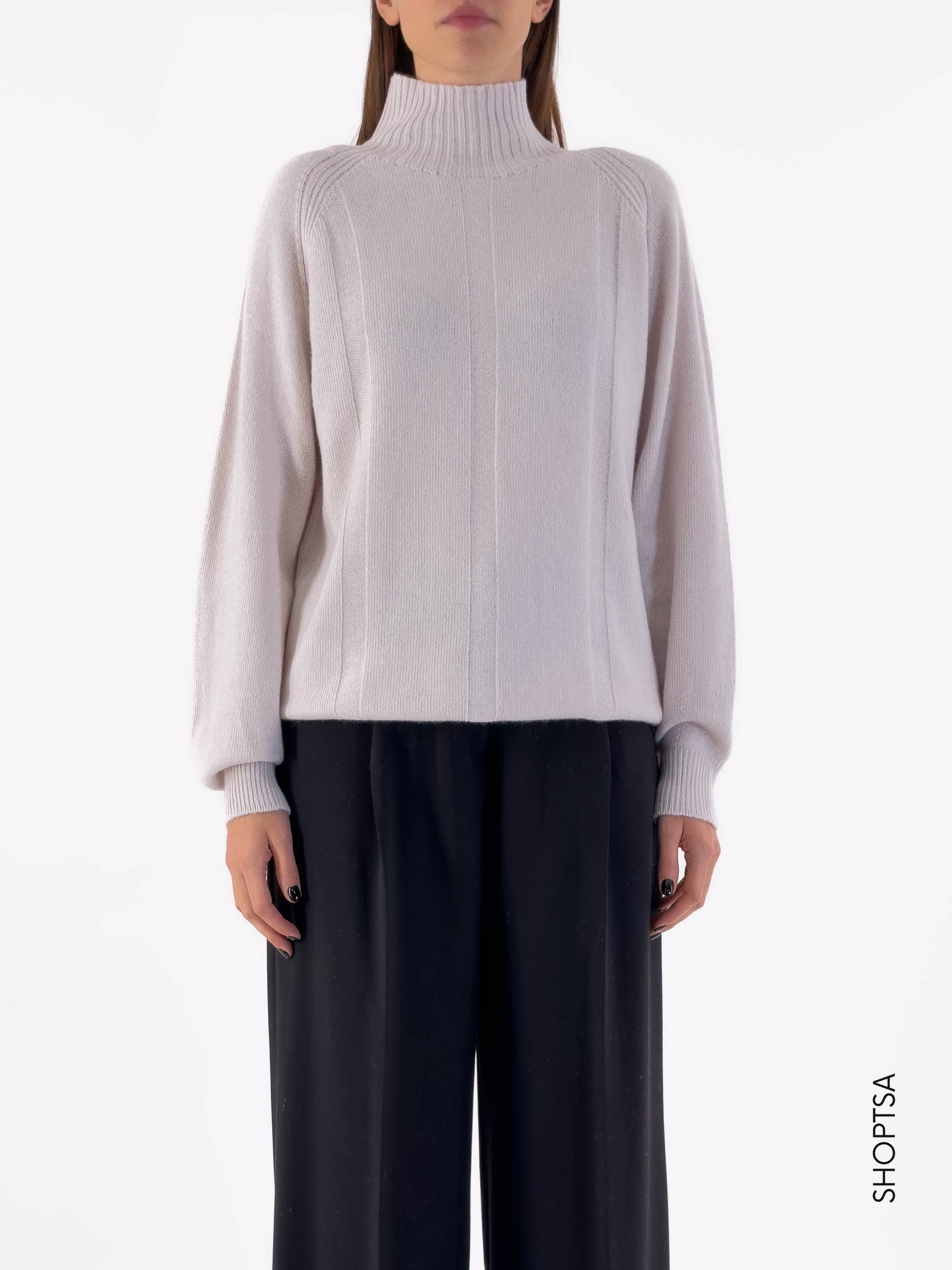 Crater neck sweater in merino wool