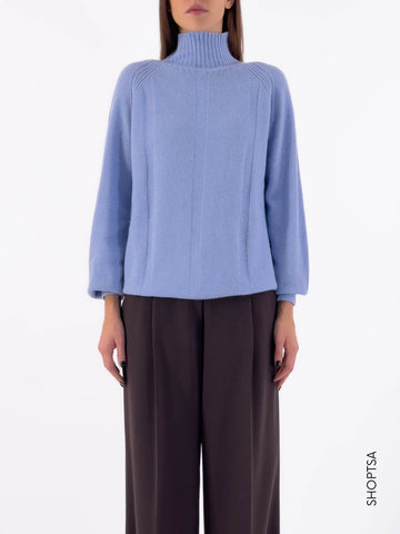 Crater neck sweater in merino wool