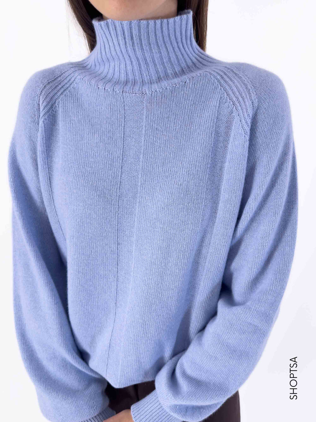 Crater neck sweater in merino wool