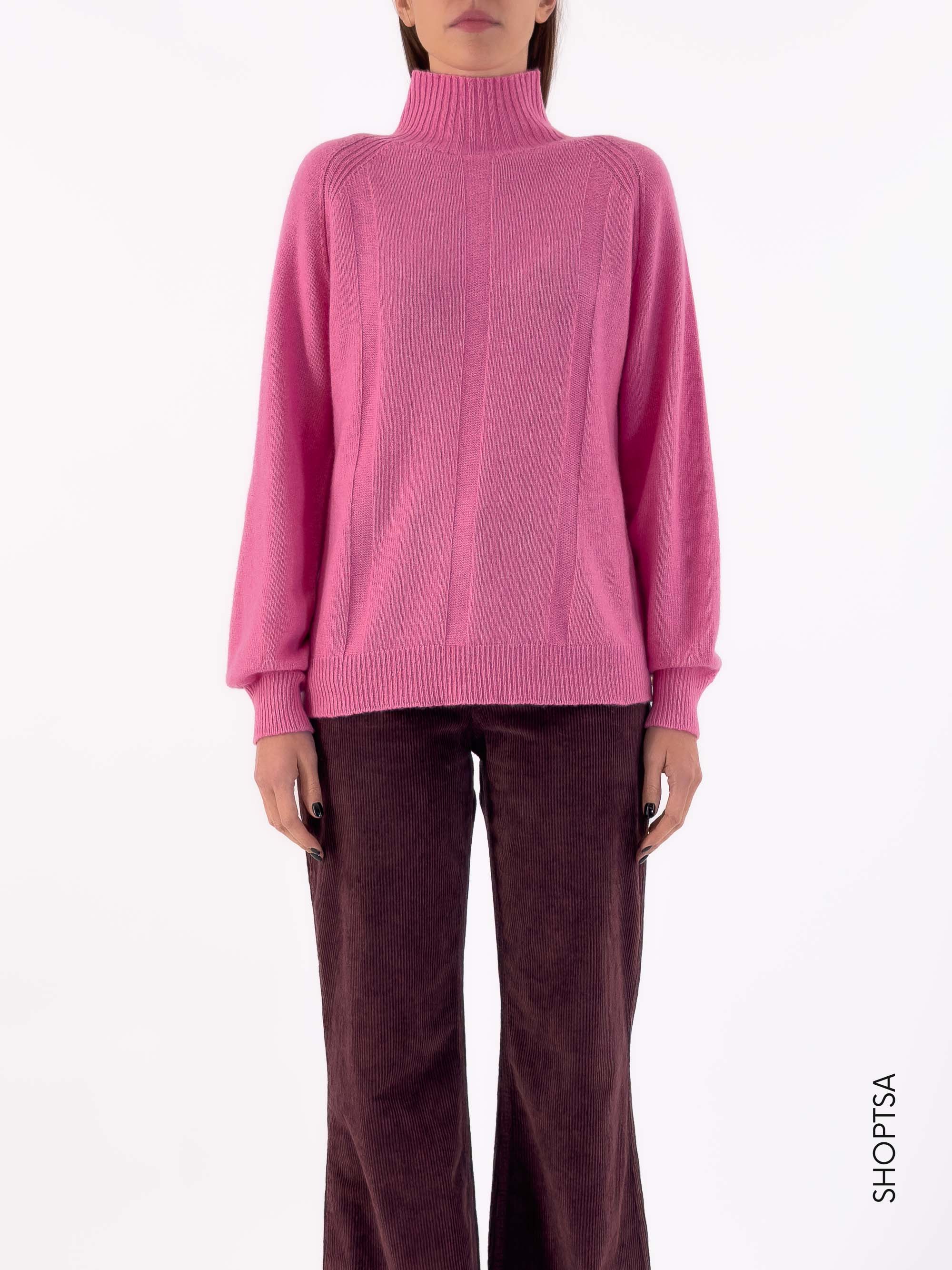 Maglione collo cratere in lana merinos