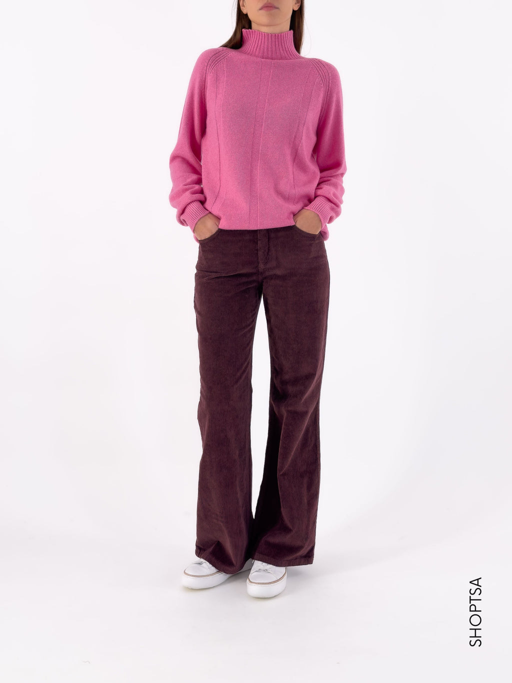 Crater neck sweater in merino wool