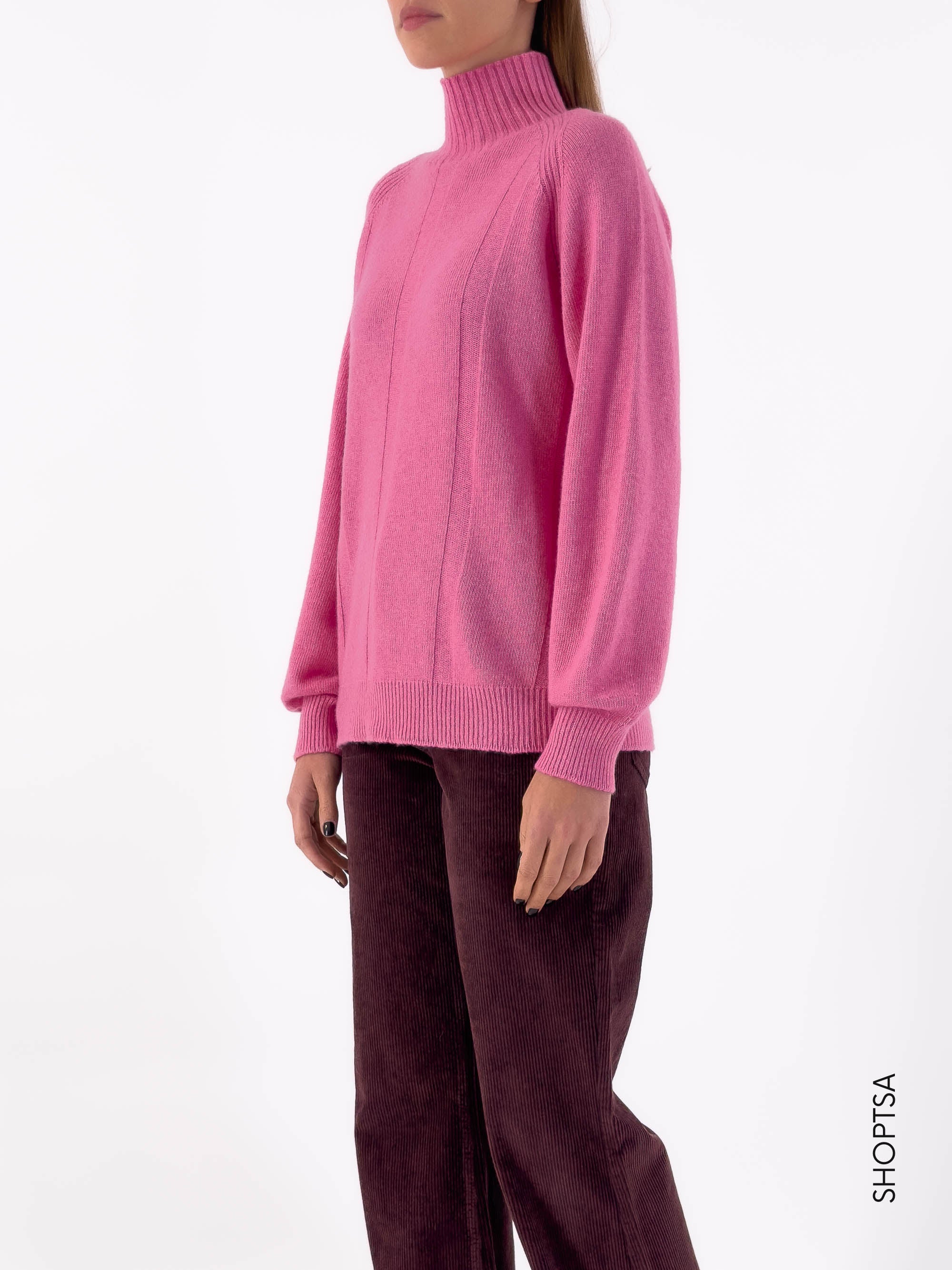 Crater neck sweater in merino wool