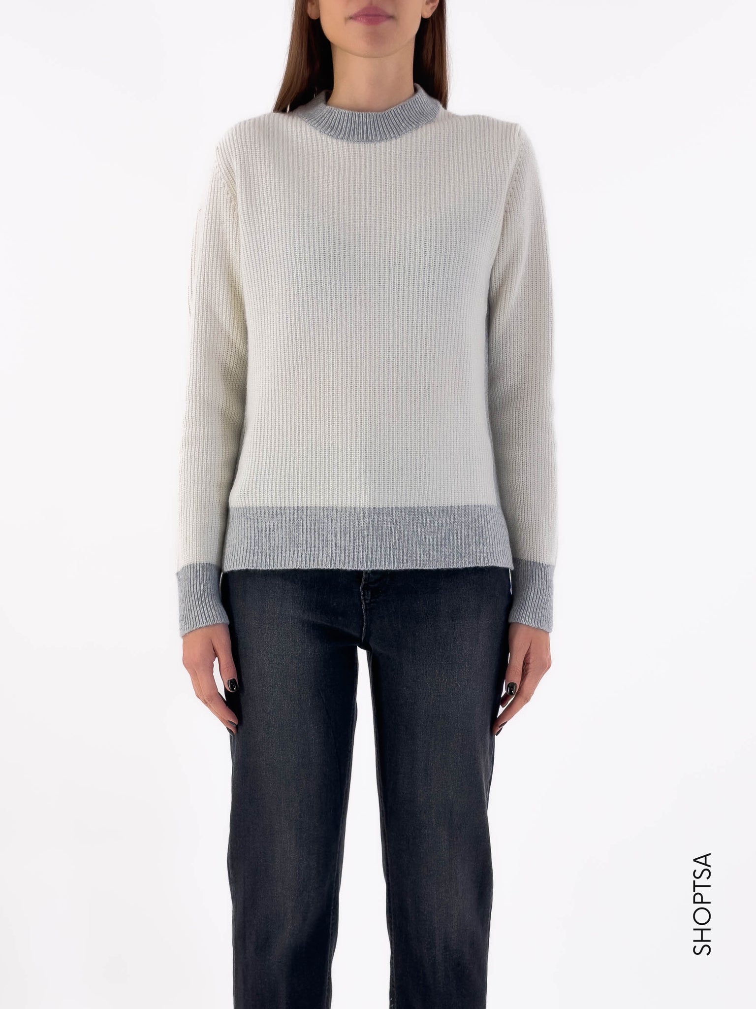 Two-tone wool sweater 40214