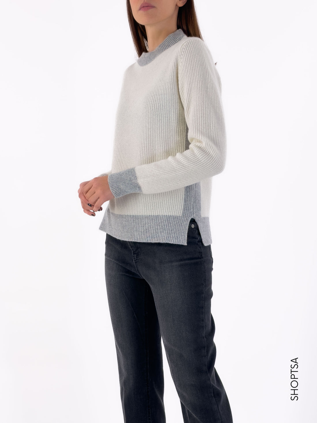 Two-tone wool sweater 40214