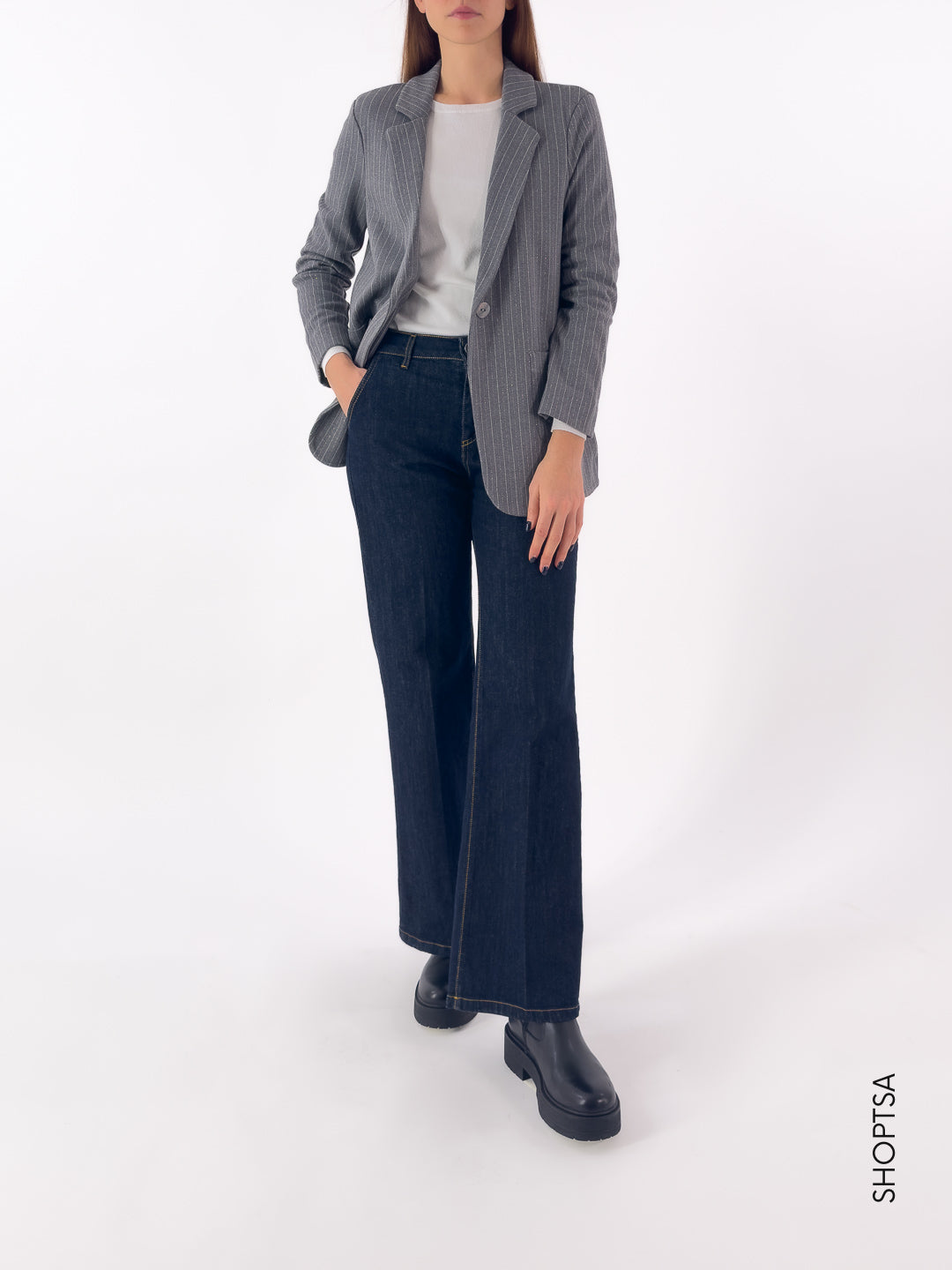 Blazer in felpa gessato DL69GA