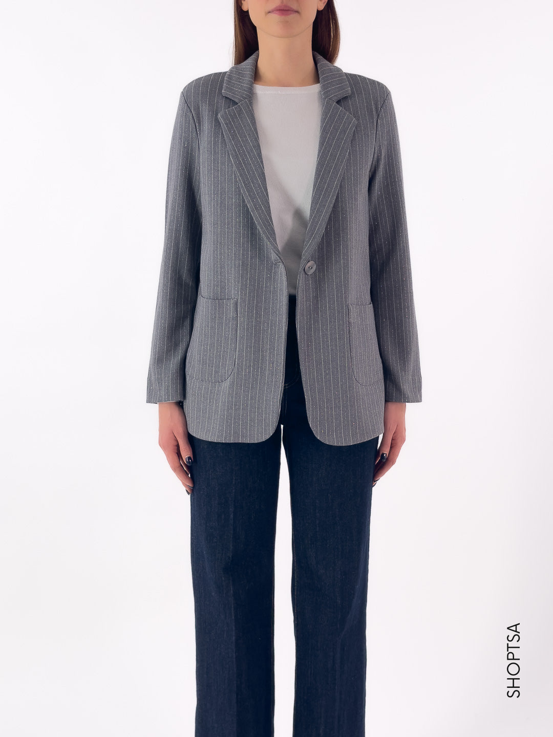 Blazer in felpa gessato DL69GA