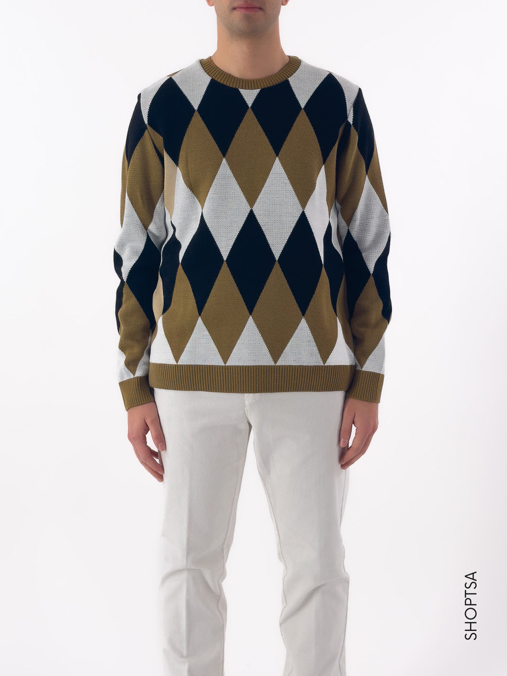 Maglione girocollo a rombi