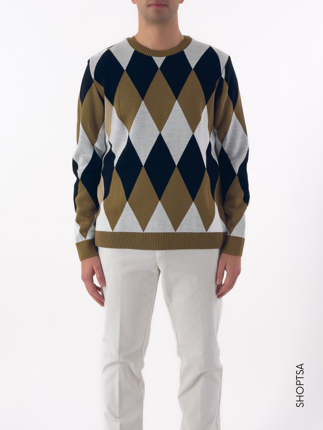 Maglione girocollo a rombi