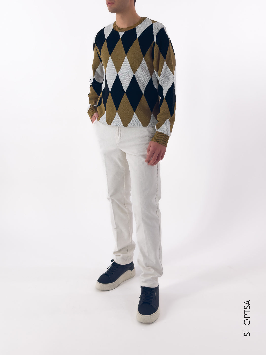 Maglione girocollo a rombi