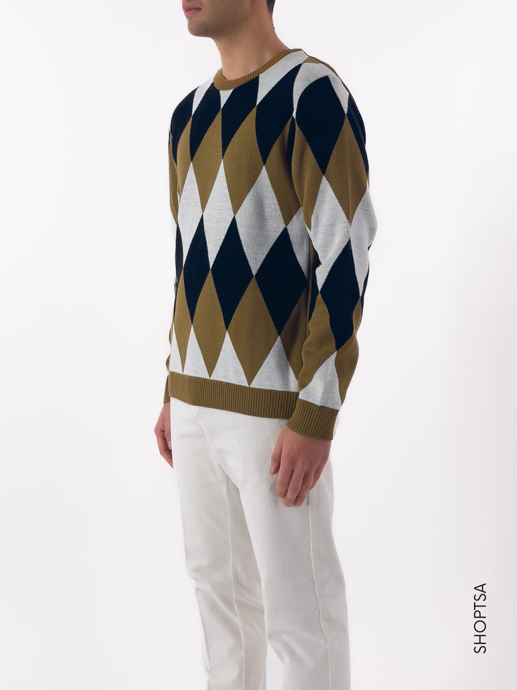 Maglione girocollo a rombi