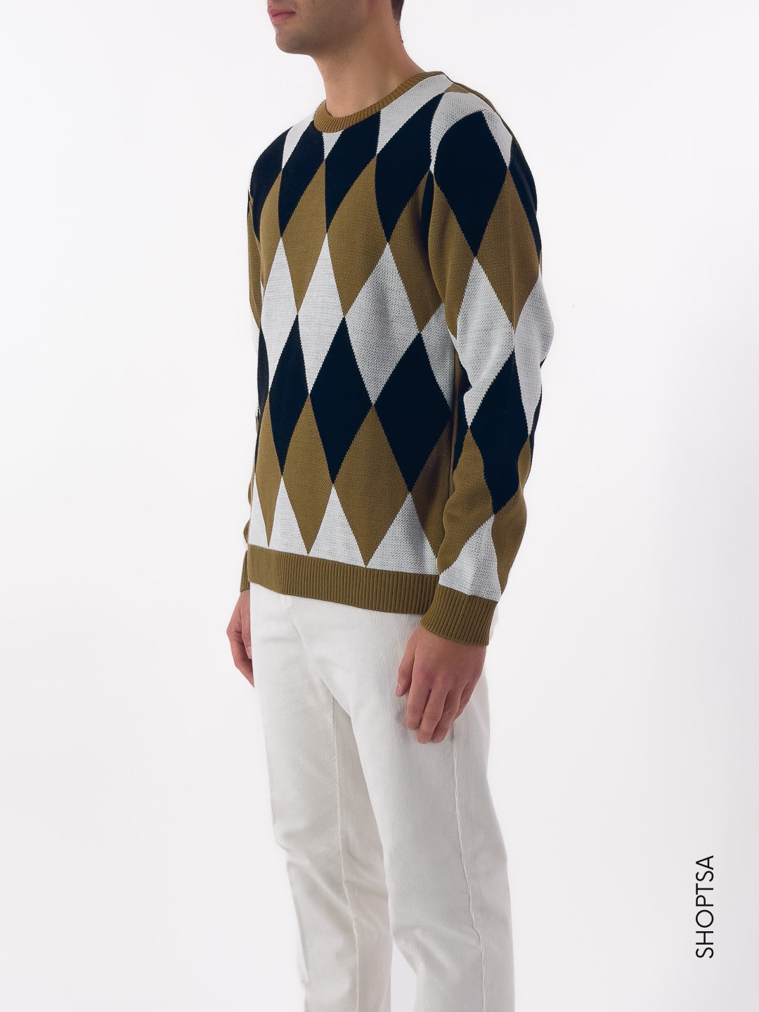 Maglione girocollo a rombi